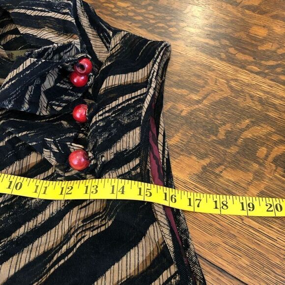 Fun Lagenlook, Artistic, Black & Tan Corduroy Appliqué Tunic Top/Vest Size M - Picture 10 of 13